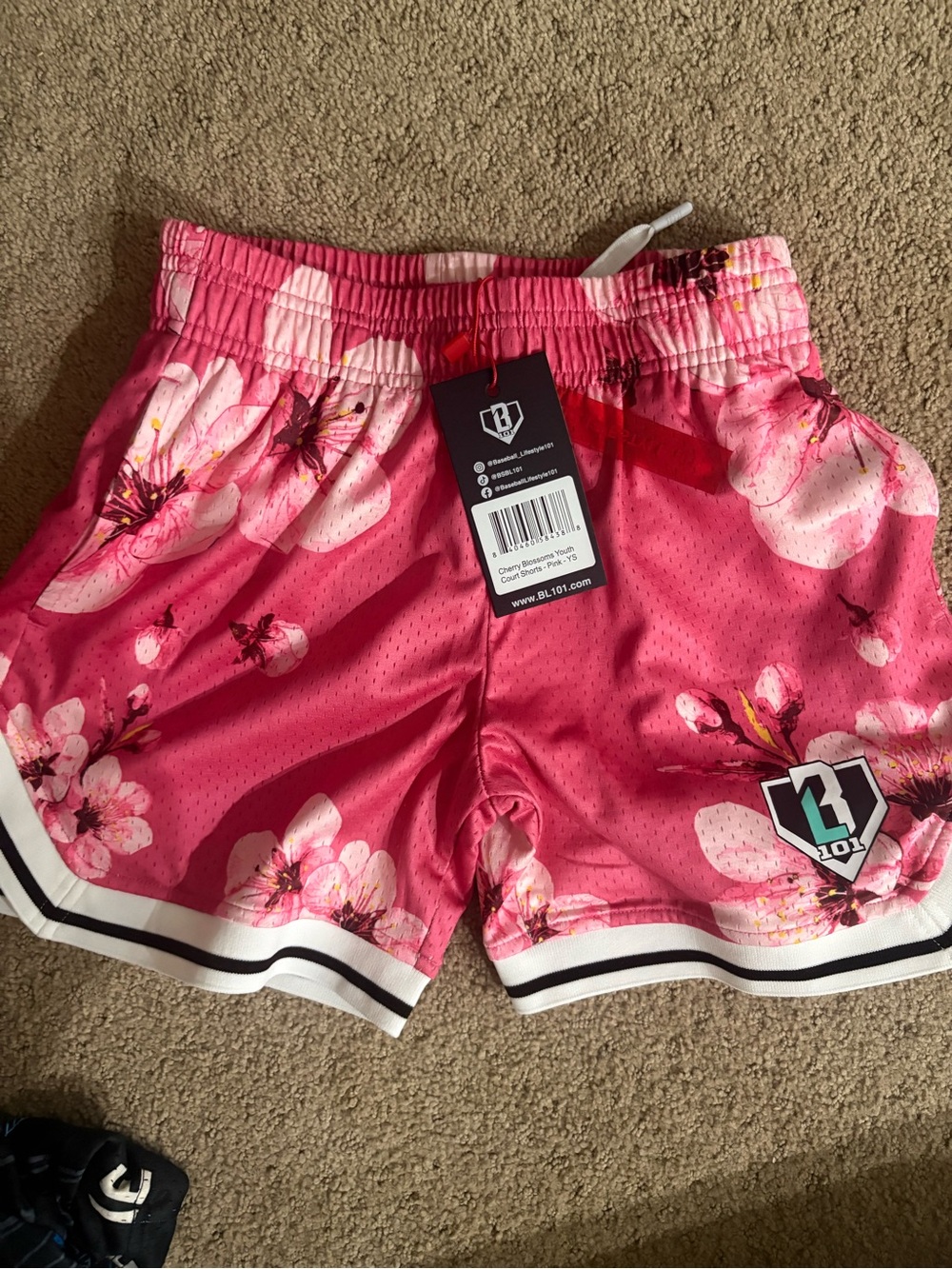 Kids Floral Athletic Shorts in Pink